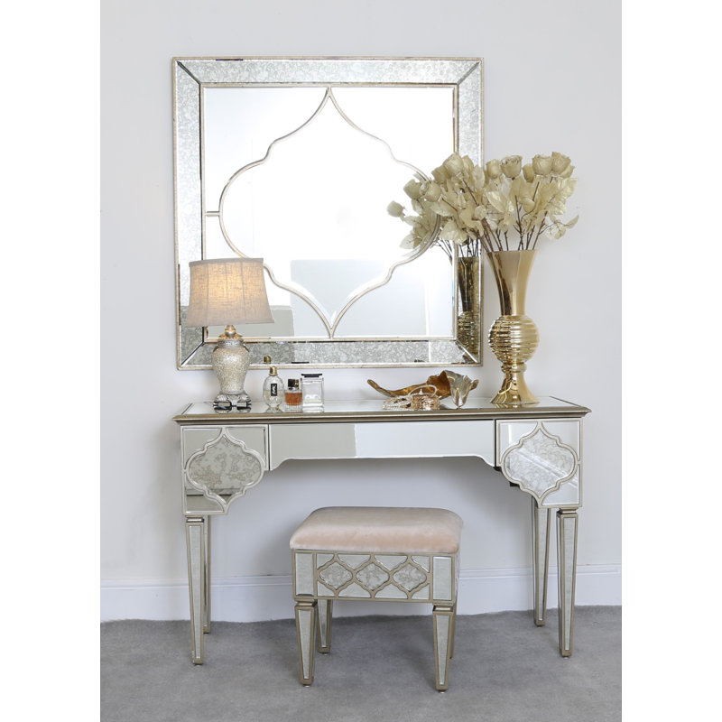 Holmwood 45.5cm Table Lamp, Bedside Buffet Lamp with Mosaic Design Base & Polyester Shade, Natural Linen
