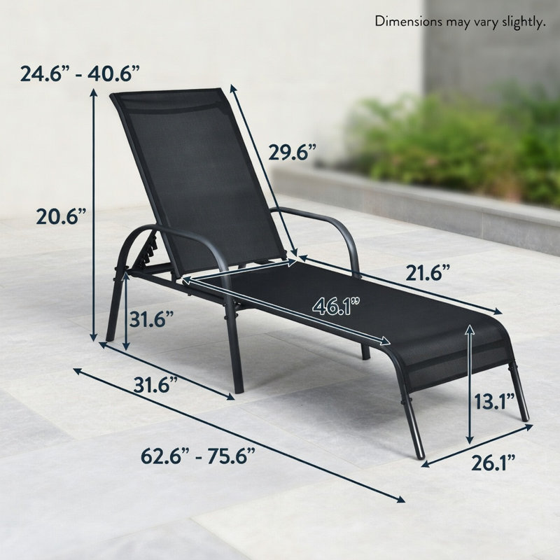 2-Pack Adjustable Outdoor Chaise Lounge Chairs with Sun-Resistant Fabric & Sturdy Steel Frame for Patio, Poolside, Backyard – Black, Brown, Gray, Navy