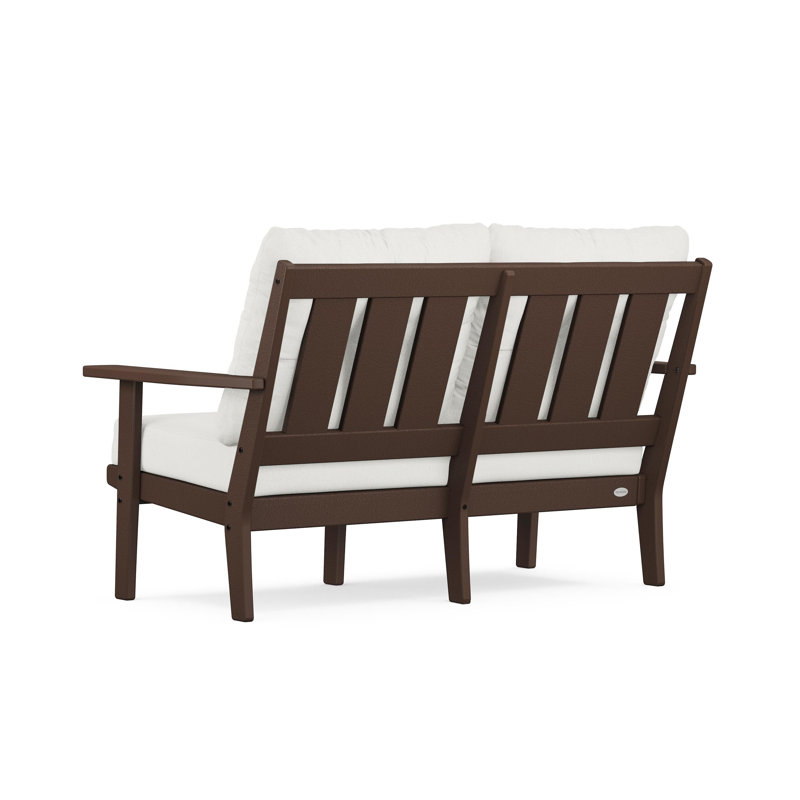 Lakeside Oxford Deep Seating Loveseat, Black, Natural Linen