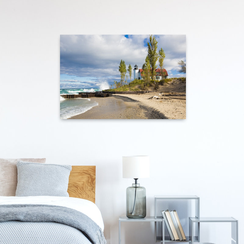 Lighthouse on the coast Point Betsie Lighthouse Lake Michigan Benzie County Frankfort Michigan USA 1 Piece Wrapped Canvas Wall Art