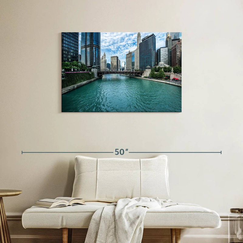 Vue sur la rivière Sirecc Chicago, H 24 po x l 36 po