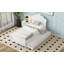 Lit plateforme simple en bois avec tête de lit et lit gigogne simple, blanc