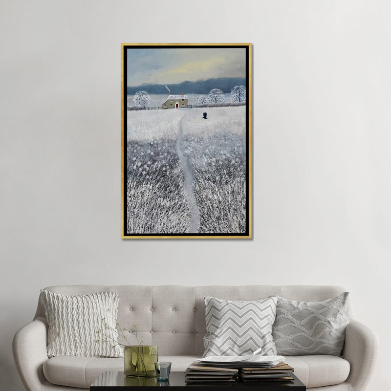 "Le chemin à l’hiver" par Jo Grundy, reproduction d’art, Toile encadrée d'or, Pas de tapis, H 48 po x l 32 po x P 1,5 po
