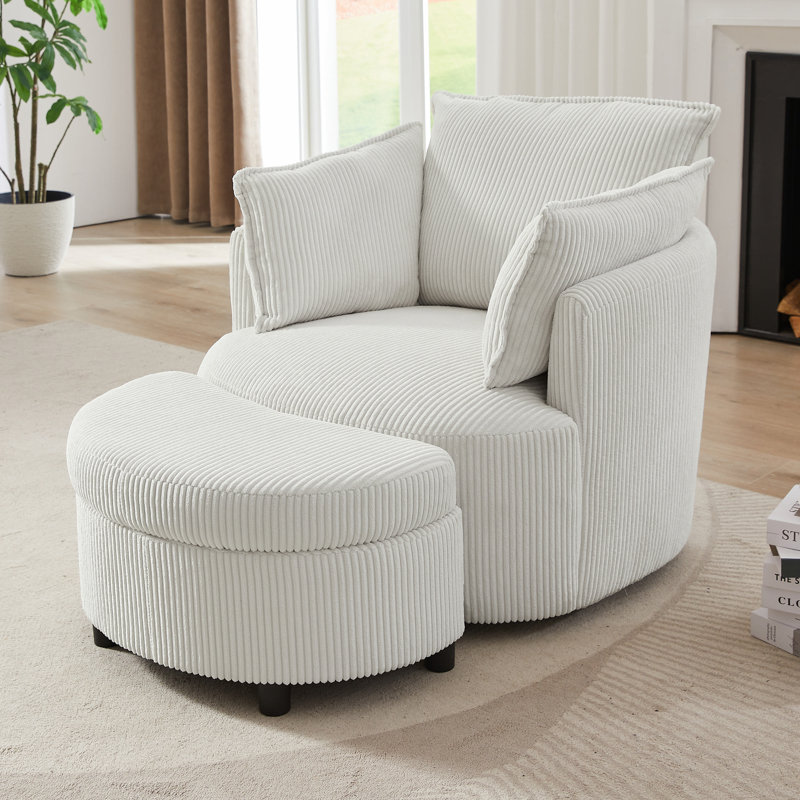 Chaise pivotante à 360 ° avec repose-pieds, Beige