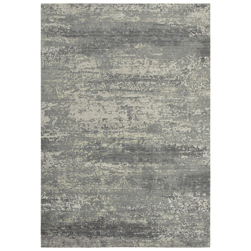 Tapis gris en laine Power Loom, Tapis de couloir beige