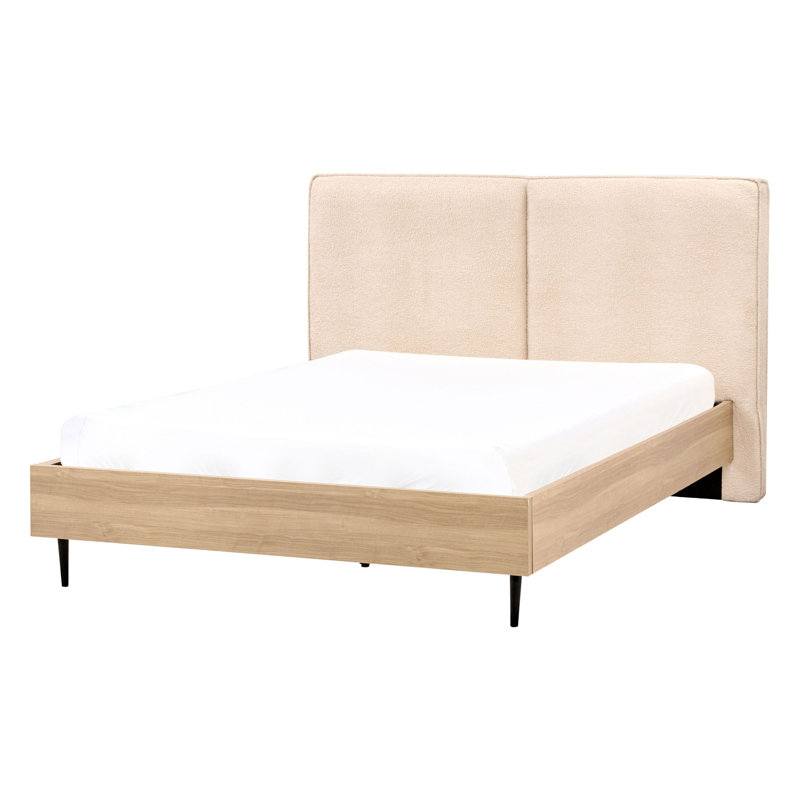 Bed Boucle IZERNORE 200 cm Beige, European Double (140 x 200 cm)