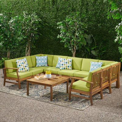Caernarfon 9 Piece Sectional Seating Group with Cushions