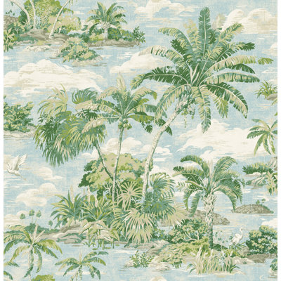 Rouleau de papier peint auto-adhésif Scenic Beauty Island l 20,5 po x L 18 pi