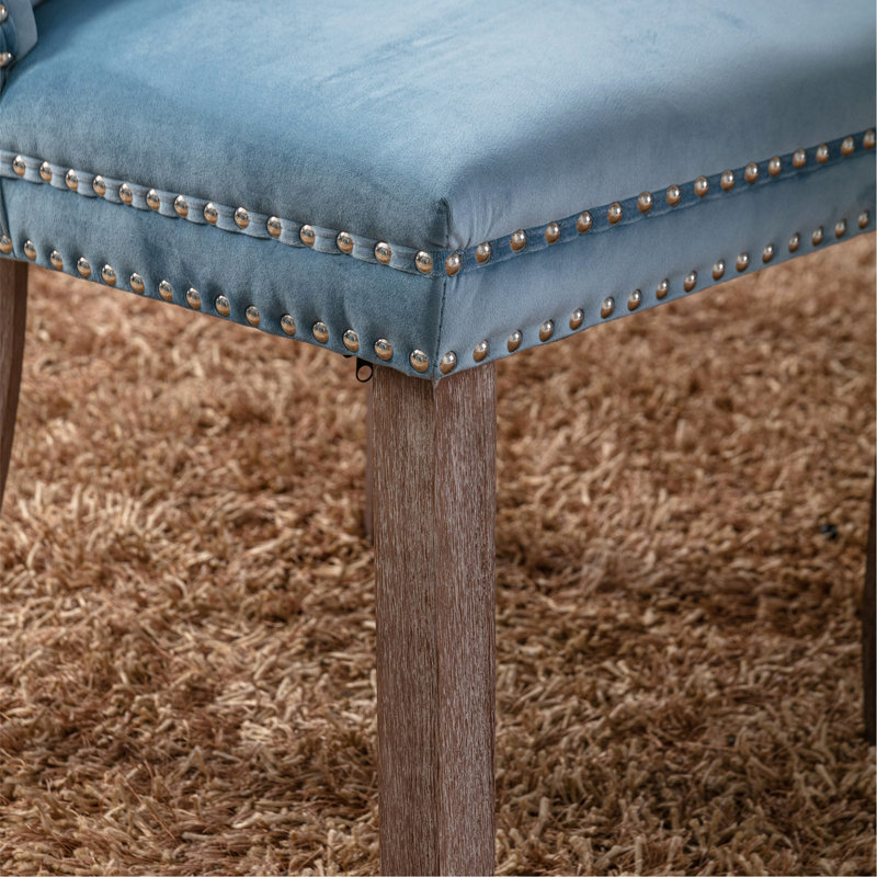 Classic Velvet Dining Chairs, Light Blue Velvet