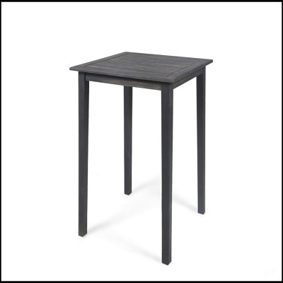 Table de bar d'extérieur carrée en bois d'acacia minimaliste - durable, résistante aux intempéries et élégante pour les espaces extérieurs modernes