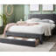 Lit plateforme contemporain de taille double avec velours côtelé gris anthracite et tiroir sous le lit, idéal pour la chambre à coucher avec rangement, design moderne