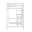 Lit mezzanine double en bois avec tablettes, bureau et tableau d'écriture