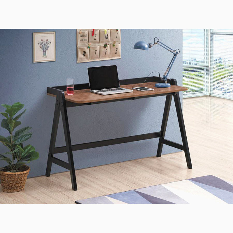 Bureau d'écriture avec ports USB en noyer et noir