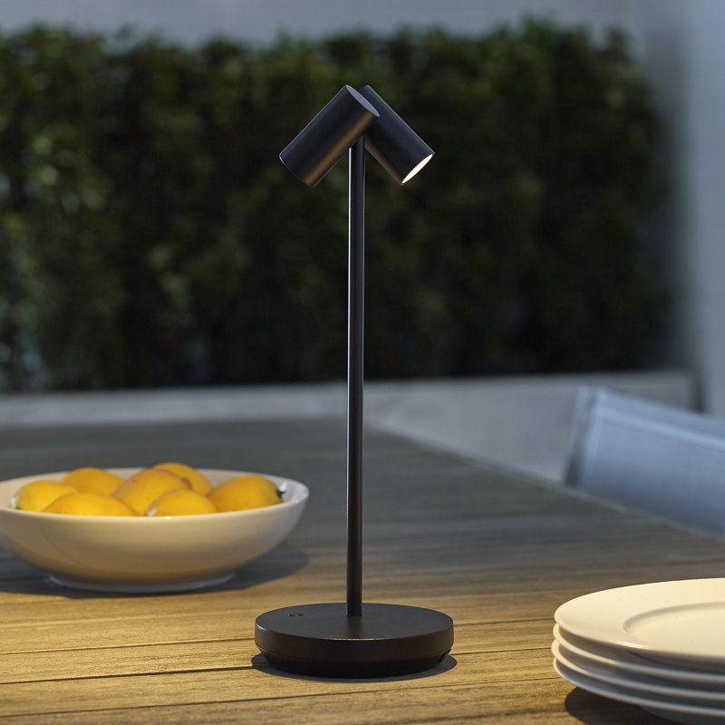 Doppia Accent Rechargeable Table Lamp, Black