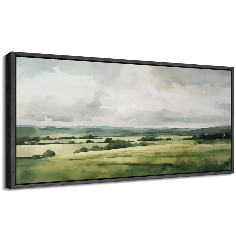 Illustration abstraite de paysage, images murales minimalistes vertes simples, impression numérique sur toile giclée sur toile
