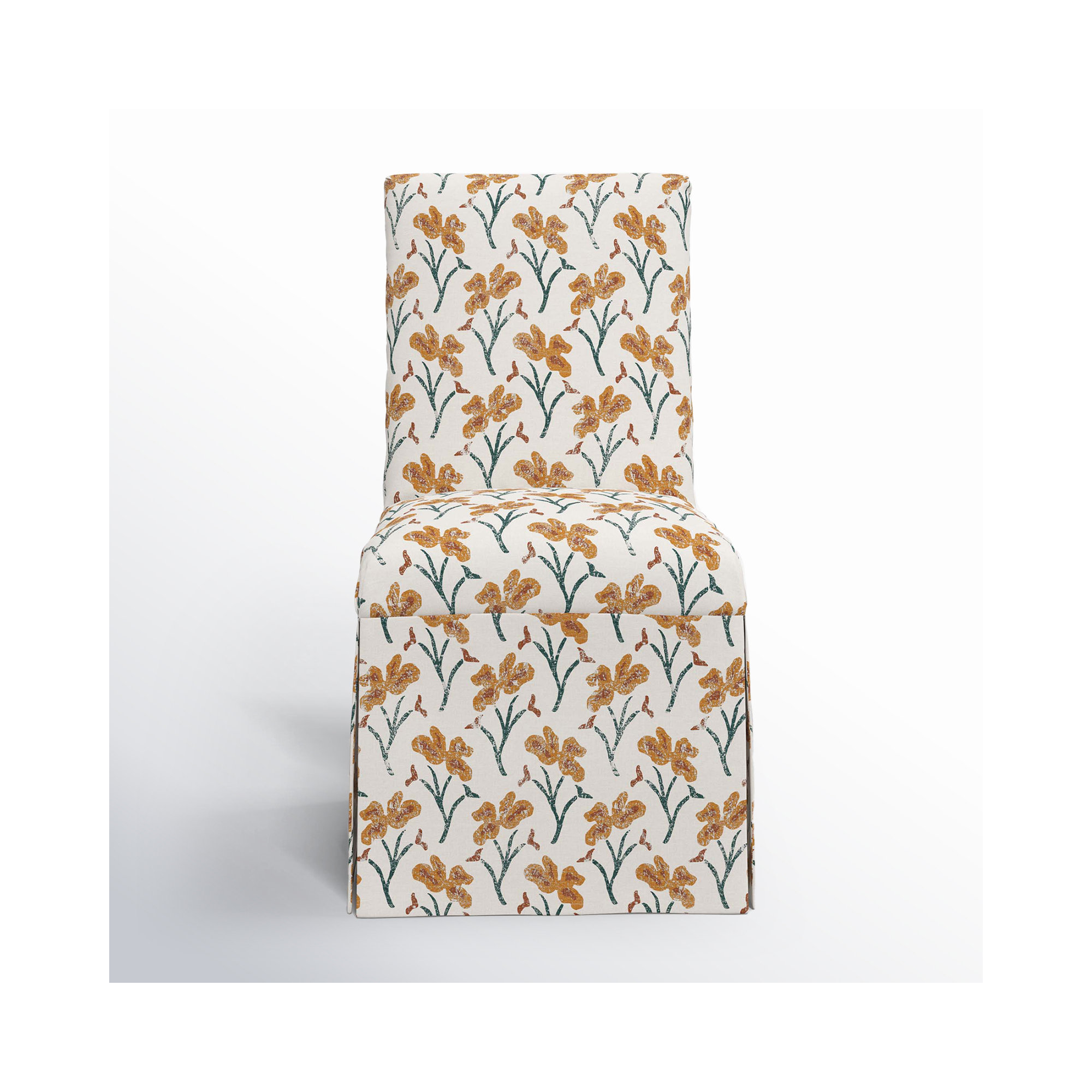 Ivanka Upholstered Parsons Chair, Vanves Floral Ochre Teal