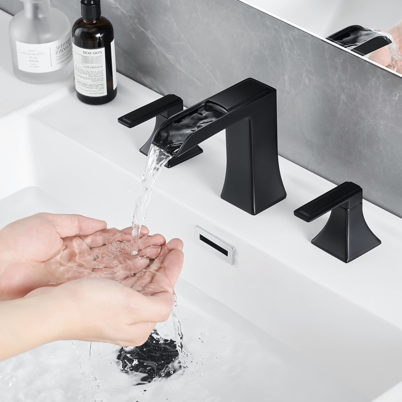 Robinet de lavabo de salle de bain espacé de 8 pouces, noir mat avec cartouche latérale et en céramique pour 2 bonde escamotable
