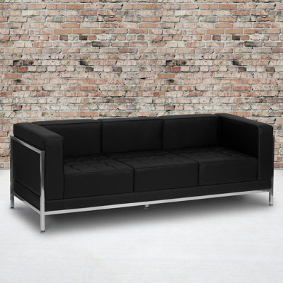 Annis LeatherSoft Modular Sofa with Quilted Tufted Seat and Encasing Frame