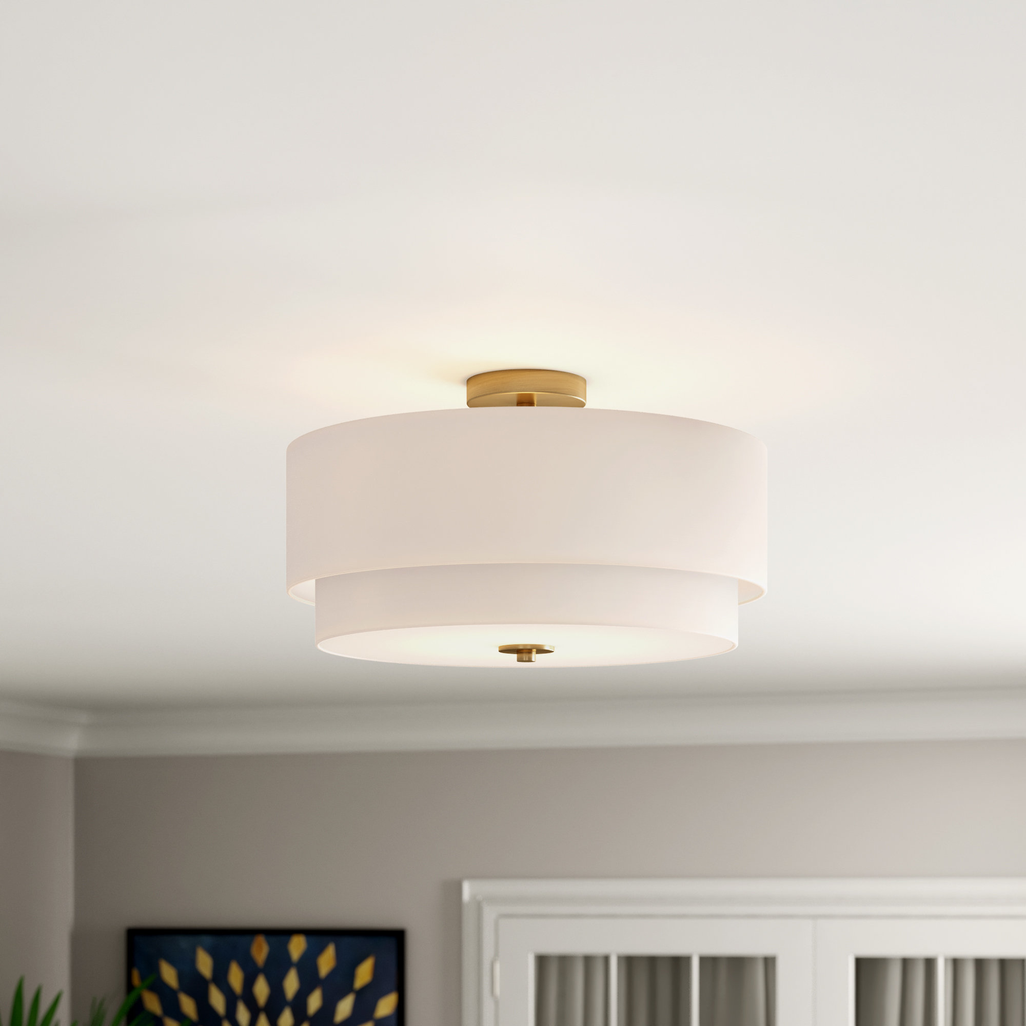 Amia Linen Semi Flush Mount