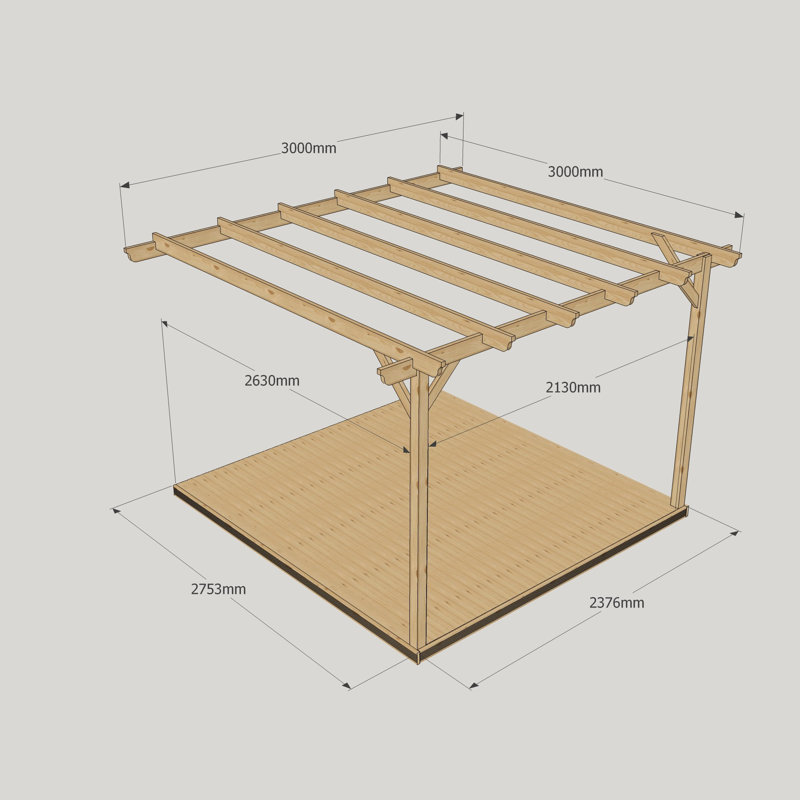 Wismar Wall Mounted 2.4m x 2.4m Wood Pergola, Light Green