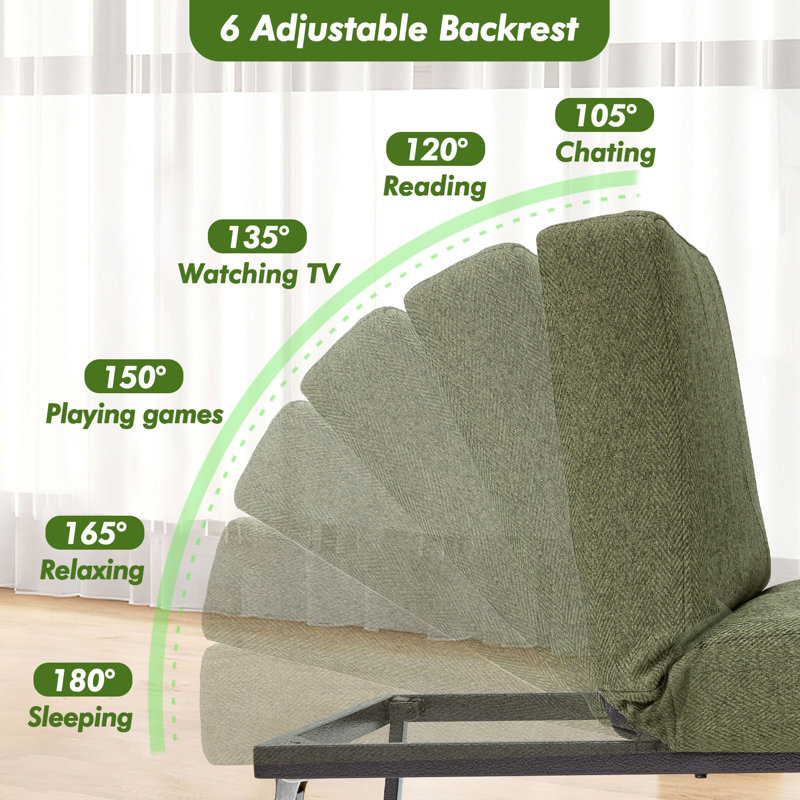 4-In-1 Convertible Sleeper Chair Bed, Green Linen
