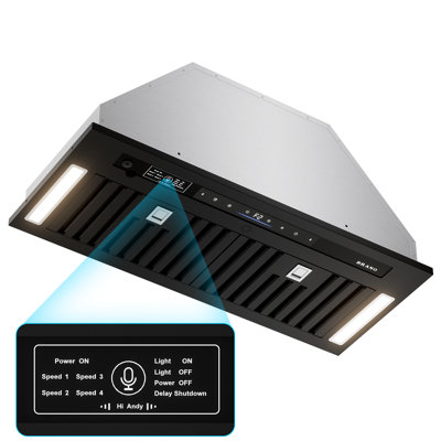 30 Inch Insert Range Hood, Convertible Ductless Range Hood with 900 CFM Powerful Suction, Voice Gesture Touch Control Stainless Steel Built-in Kitchen Vent Hood, Dishwasher Safe Filter & 5-Year Warranty