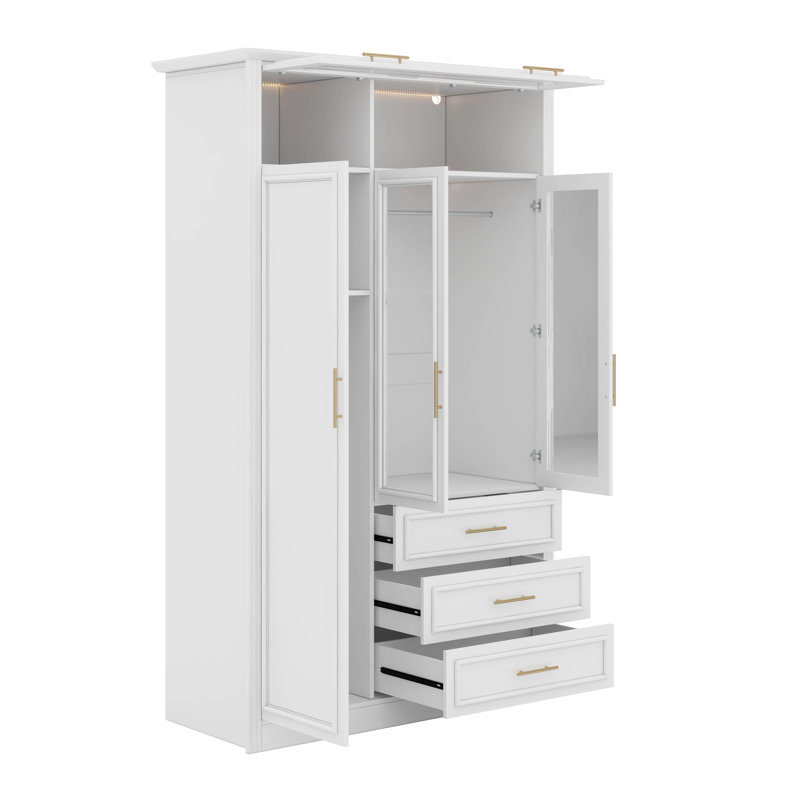 Armoire penderie avec 3 tiroirs à DEL