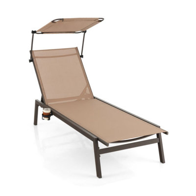 Outdoor Chaise Lounge Chair With Sunshade And 6 Adjustable Position by Ebern Designs