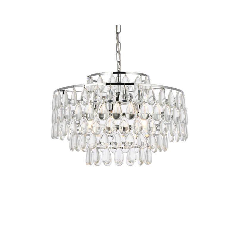 5-Light Dimmable Crystal Tiered Chandelier, 72" H x 20" W x 20" D, Chrome