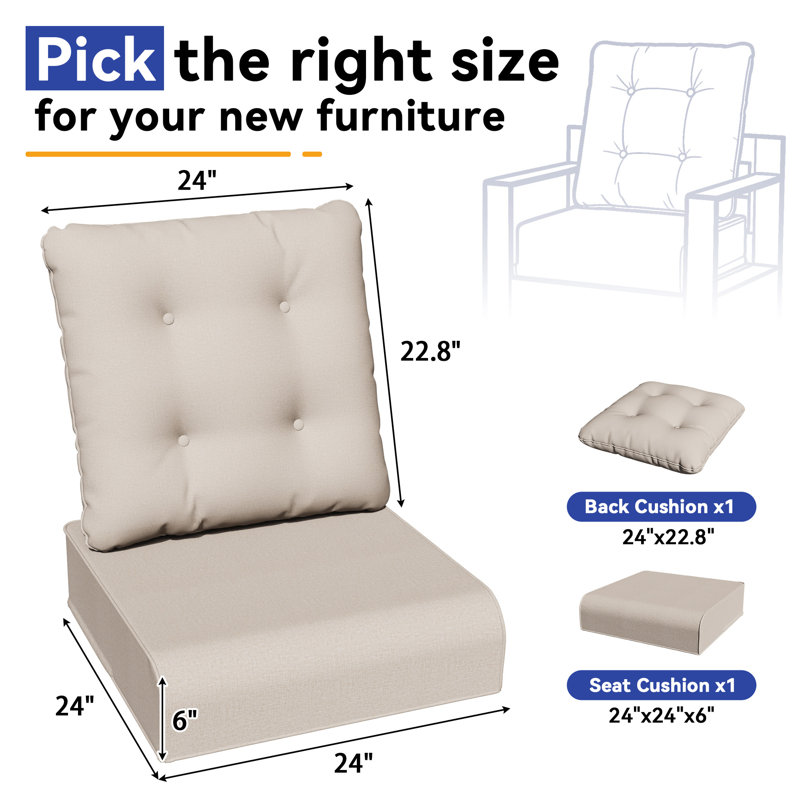 Coussins de chaise d'extérieur résistants aux intempéries en tissu d'oléfine beige, bleu, rouge et durable, résistants à l'eau et aux rayons UV pour les sièges d'extérieur