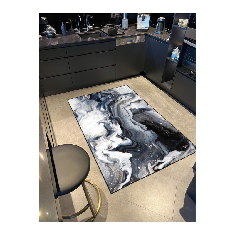 Tapis tissé à motif coloré flou et lavable, Carré 3 pi 3 po