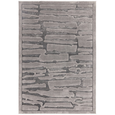 Lizy Geometric 3D Carved Grey Area Rug
