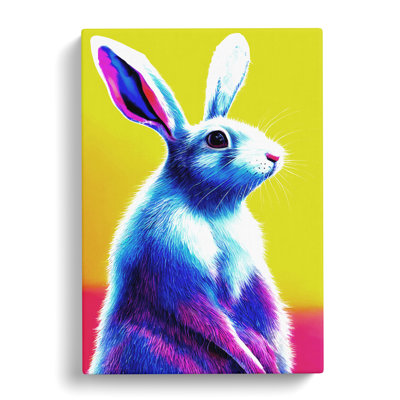 Neon Hare No.2 - Wrapped Canvas