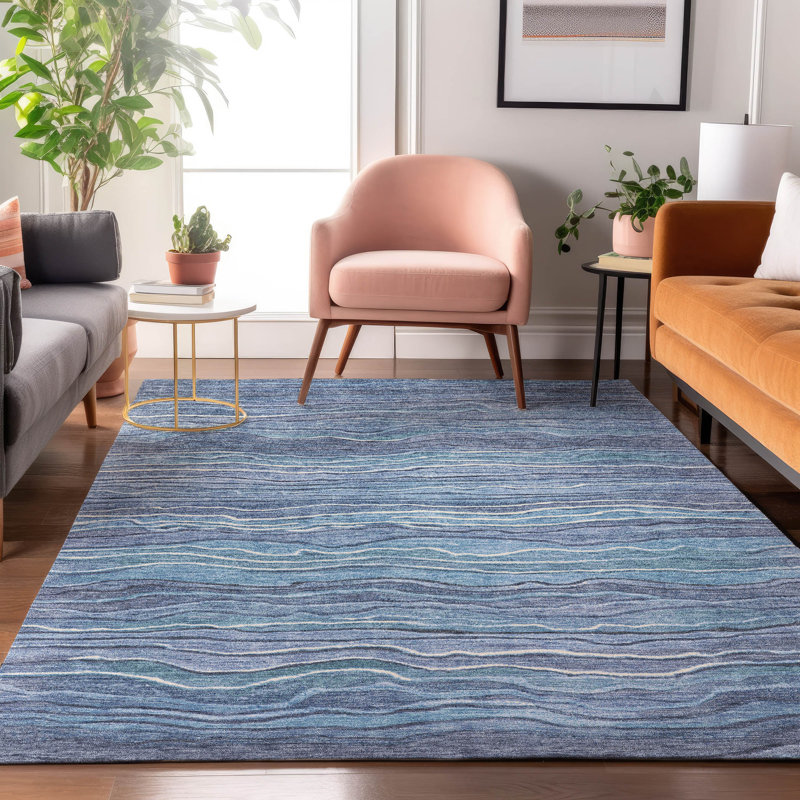 Premium Machine Washable Neiges AMF1704 Stripes Rug, Rectangle 8' x 10'