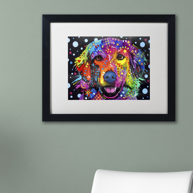 «Golden Retriever II» avec cadre mat sur toile, H 16 po x l 20 po x P 0,5 po, Noir