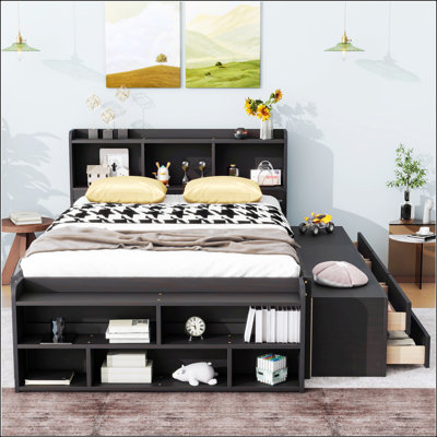 Full Bed With Bookcase Headboard