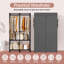 Garde-robe, assemblage rapide et facile, garde-robe portable gris avec 2 tringles de suspension