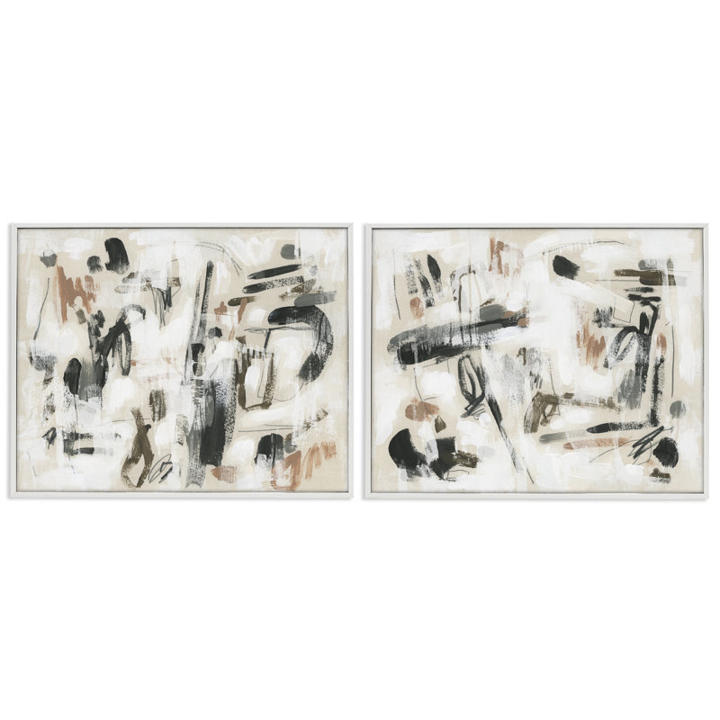 Ensemble de 2 giclées encadrées par Neutral Earth Tones Abstraction, design par June Erica Vess, H 11 po x l 14 po