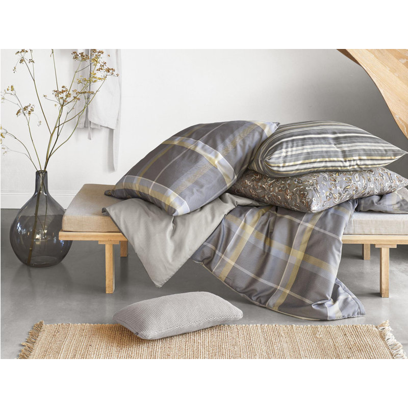 Sky 8420 Mako Satin Duvet Cover Set, 155 x 220cm -  1 Pillowcase (80 x 80 cm), Gray