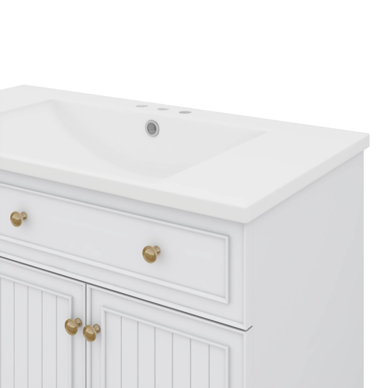 Meuble-lavabo 36 po avec lavabo en céramique, Blanc