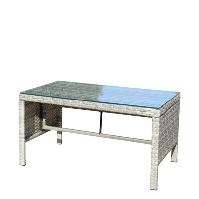 Durable Outdoor Patio Coffee Table with Clear Tempered Glass, Ideal for Modern and Stylish Outdoor Spaces