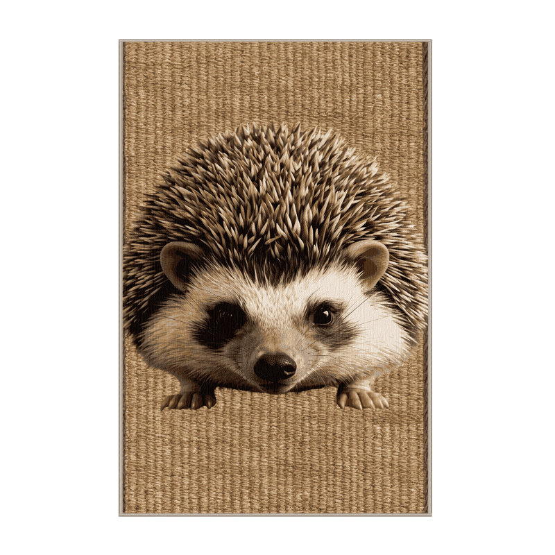 Washable African Hedgehog Wildlife Area Rug, Rectangle 6' x  9'