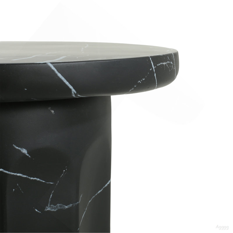 Table de bout d'extérieur en marbre noir effet béton léger, table de bout Mgo de salon