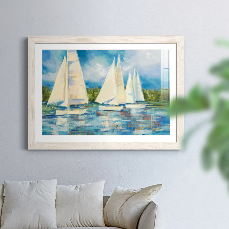 " Clear Sailing " Painting Print, White Framed, 23" H x 32" W x 1" D