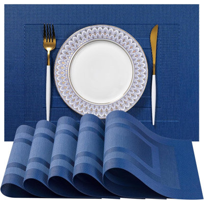 Placemats Set Of 12 Vinyl/Plastic Woven Place Mats For Kitchen Table Indoor/Outdoor Washable Placemat Wipeable Dining Table Mats