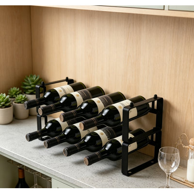2-Tier Stackable Wine Rack, Metal Countertop Bottle Organizer