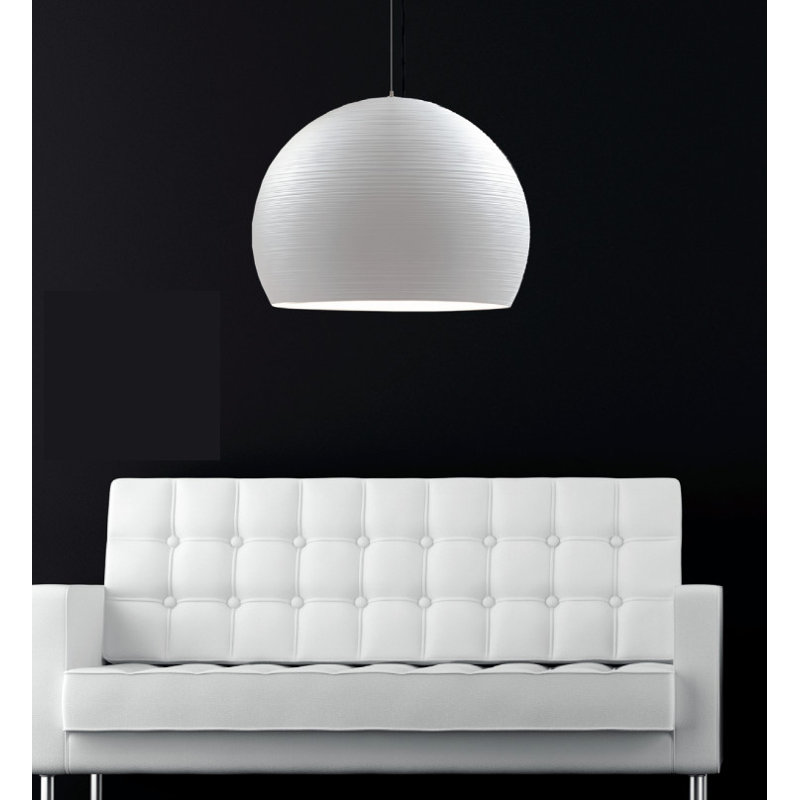 Tyrone Bowl LED Pendant, 150 cm H x 50 cm diameter, White lacquer