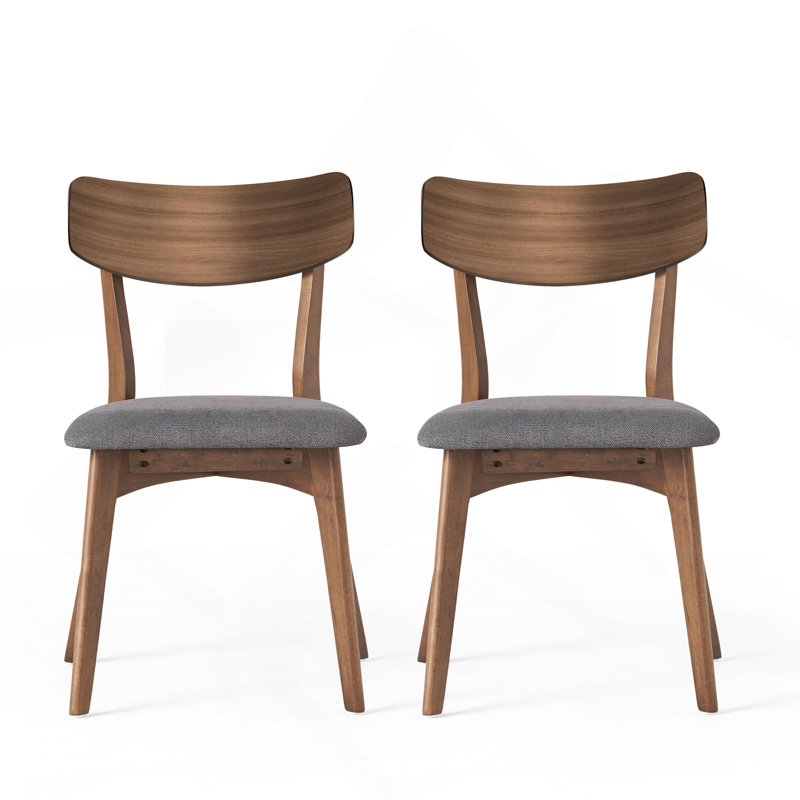Chaises de salle à manger rembourrées Mid-Century, Gris, 2, Noyer
