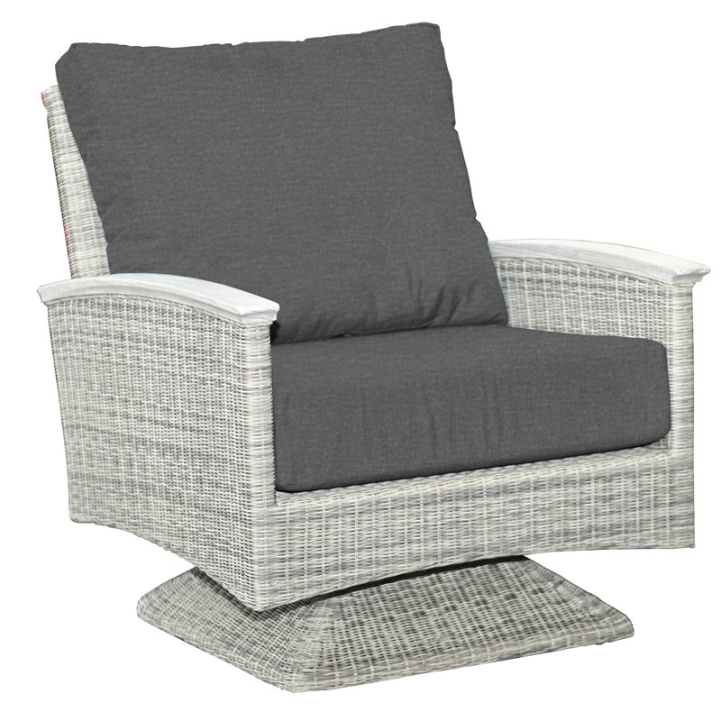 Bella Wicker Teak Outdoor Swivel Lounge Chair, Cast Charcoal, Gray