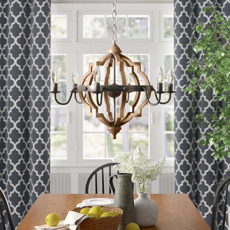 Hadie 6 - Light Dimmable Geometric Chandelier, No Bulb Included, Stardust, 22" H x 26" W x 26" D